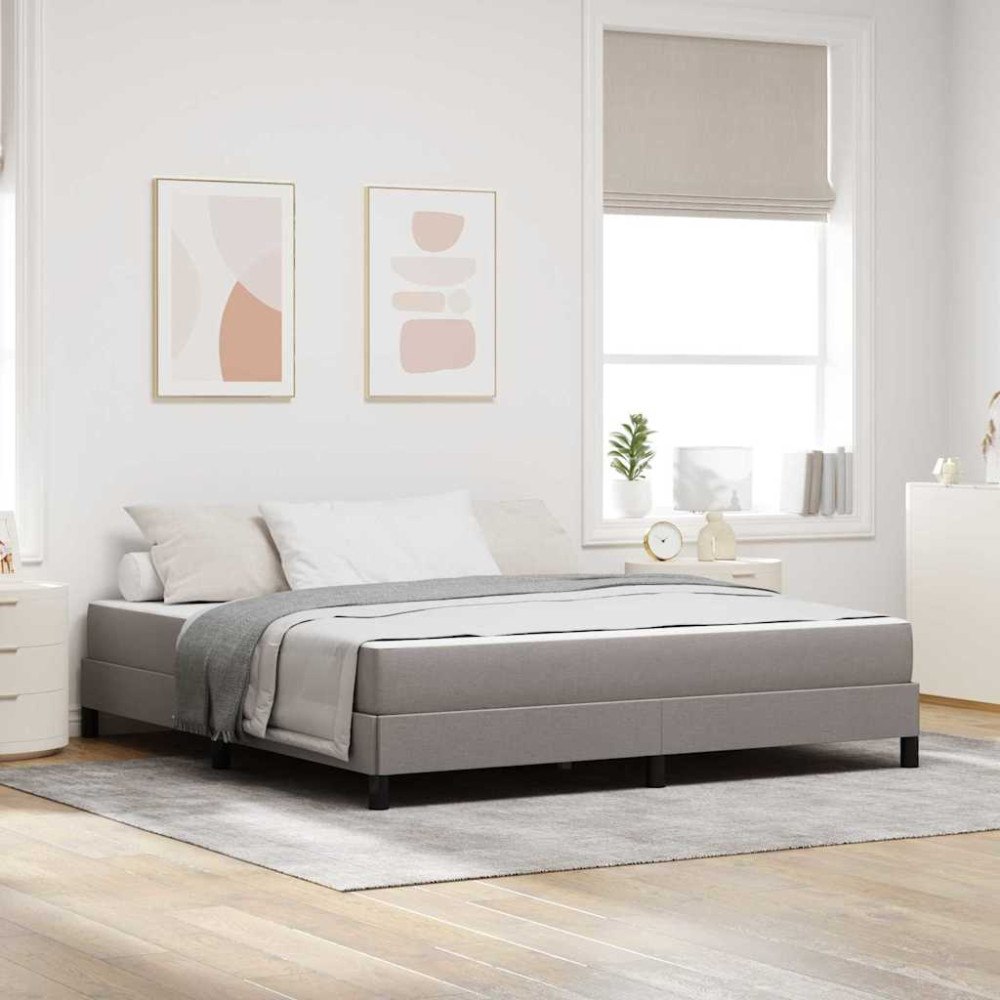 vidaXL Bäddfjäder med madrass Taupe 180 x 200 cm tyg