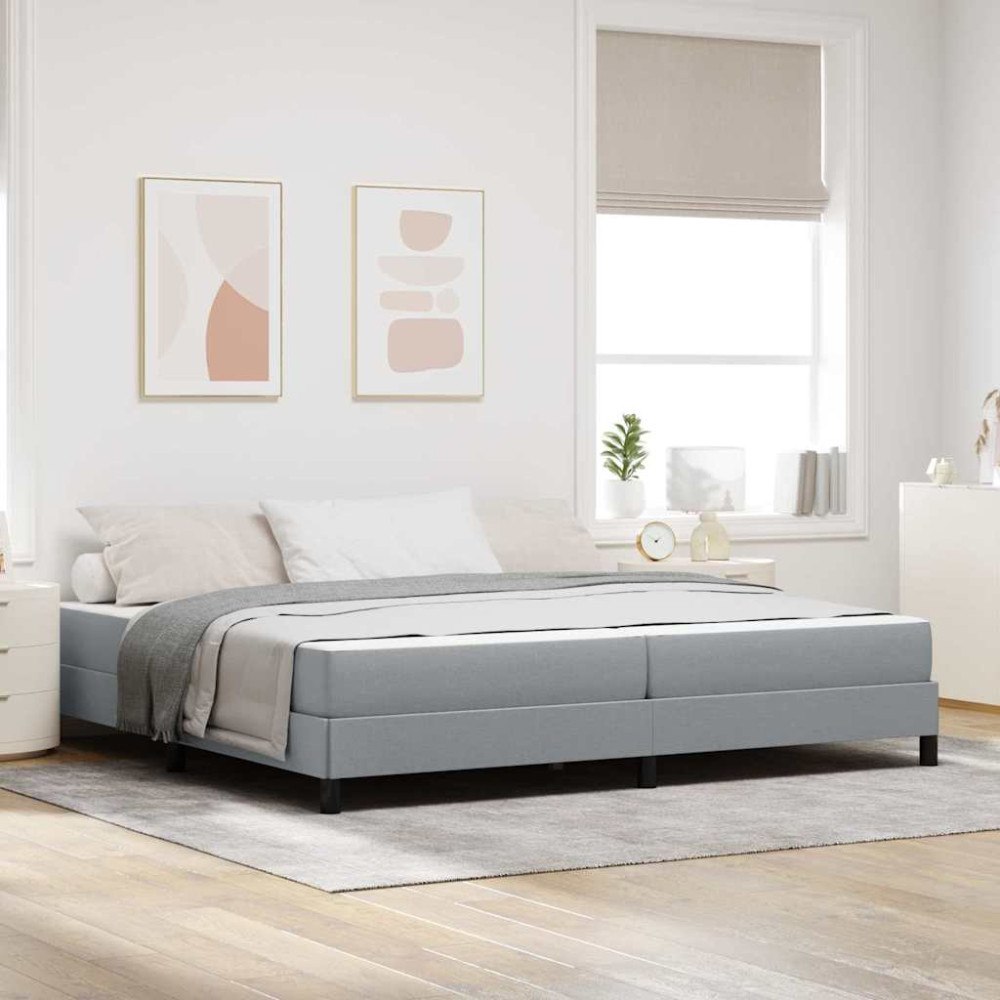 vidaXL Bäddfjäder med madrass Ljusgrå 200 x 200 cm tyg
