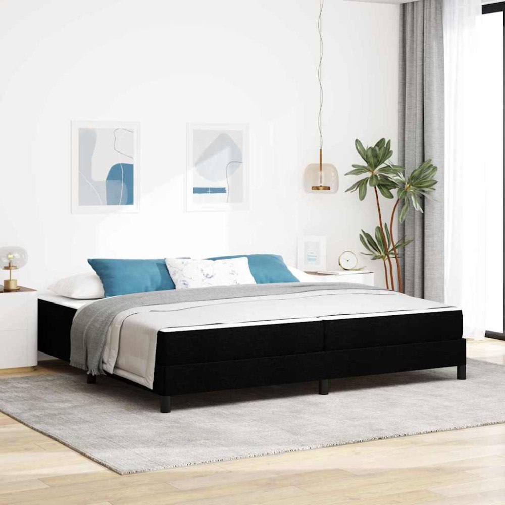vidaXL Bäddfjäder med madrass Svart 200 x 200 cm tyg