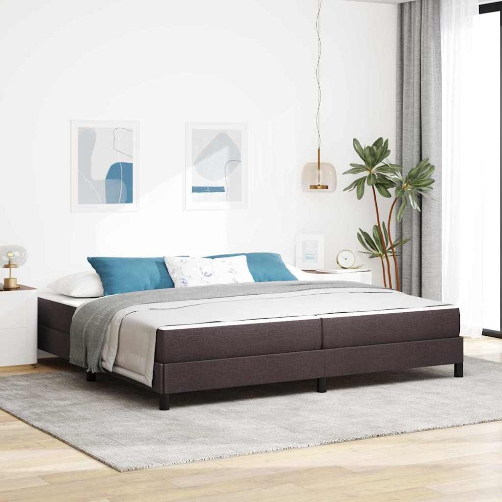 vidaXL Bäddfjäder med madrass Mörkbrun 200 x 200 cm tyg