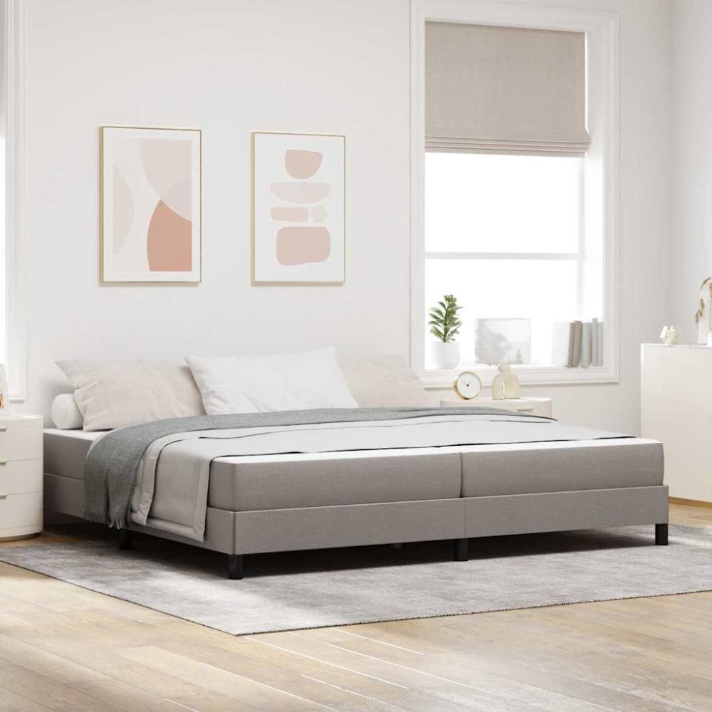 vidaXL Bäddfjäder med madrass Taupe 200 x 200 cm tyg