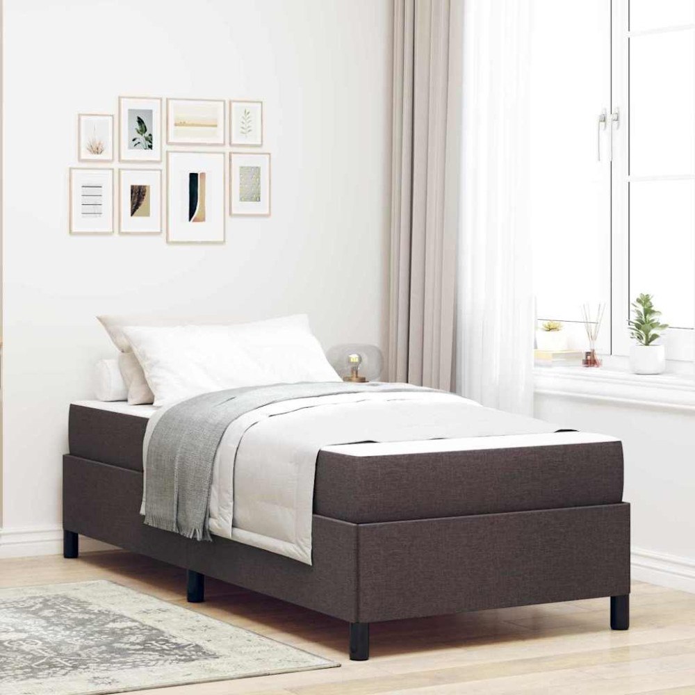 vidaXL Bäddfjäder Brun och svart 90 x 190 cm Tyg & Konstruerat trä
