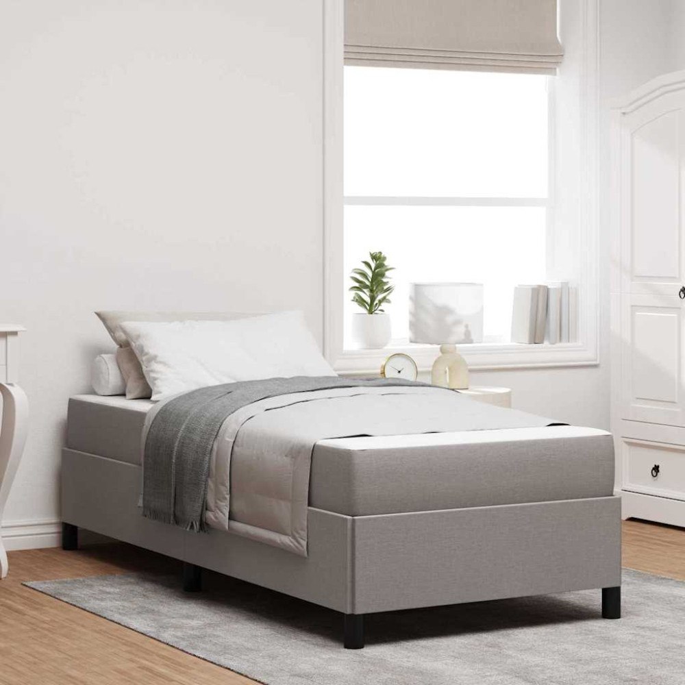 vidaXL Bäddfjäder med madrass Taupe 90 x 190 cm tyg