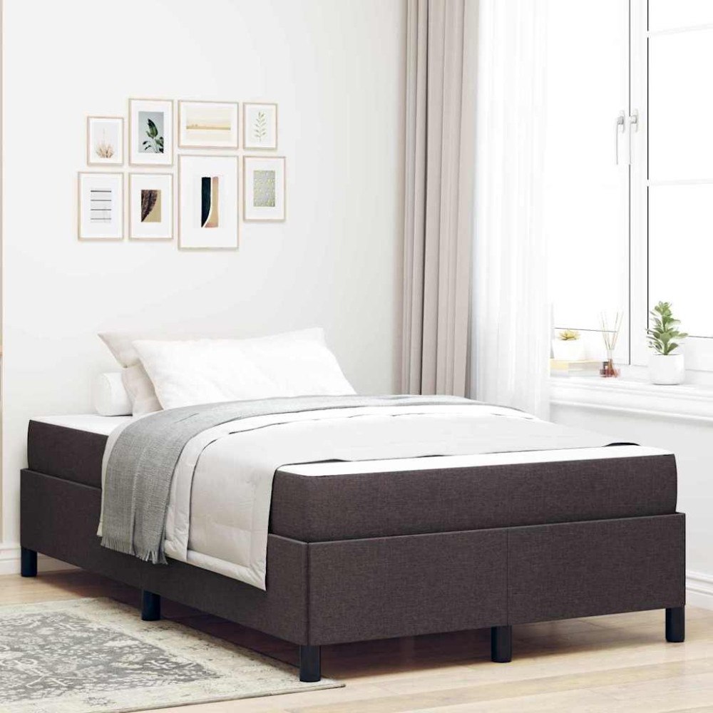 vidaXL Bäddfjäder Brun 120 x 190 cm Tyg & Konstruerat trä