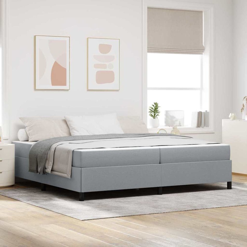 vidaXL Bäddfjäder med madrass Ljusgrå 200 x 200 cm tyg