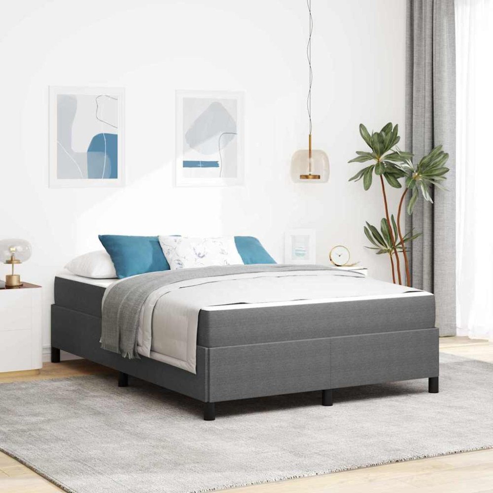 vidaXL Sängram med madrass Ljusgrå 140 x 190 cm tyg