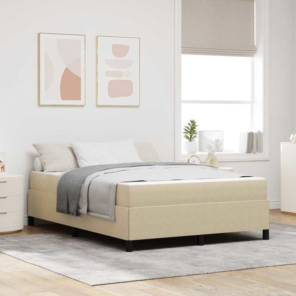 vidaXL Sängram med madrass Ljust gröngrå 160 x 200 cm tyg