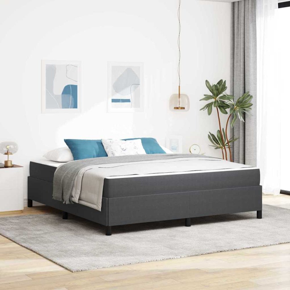vidaXL Sängram med madrass Mörkgrå 180 x 200 cm tyg