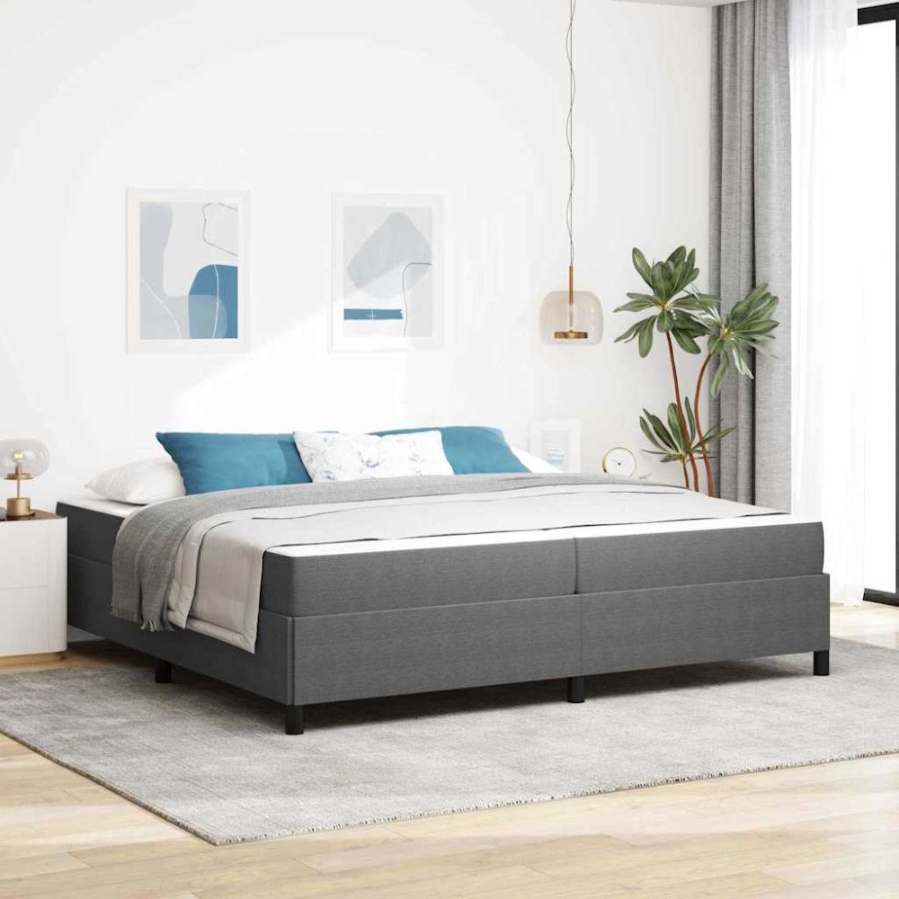 vidaXL Sängram med madrass Ljusgrå 200 x 200 cm tyg