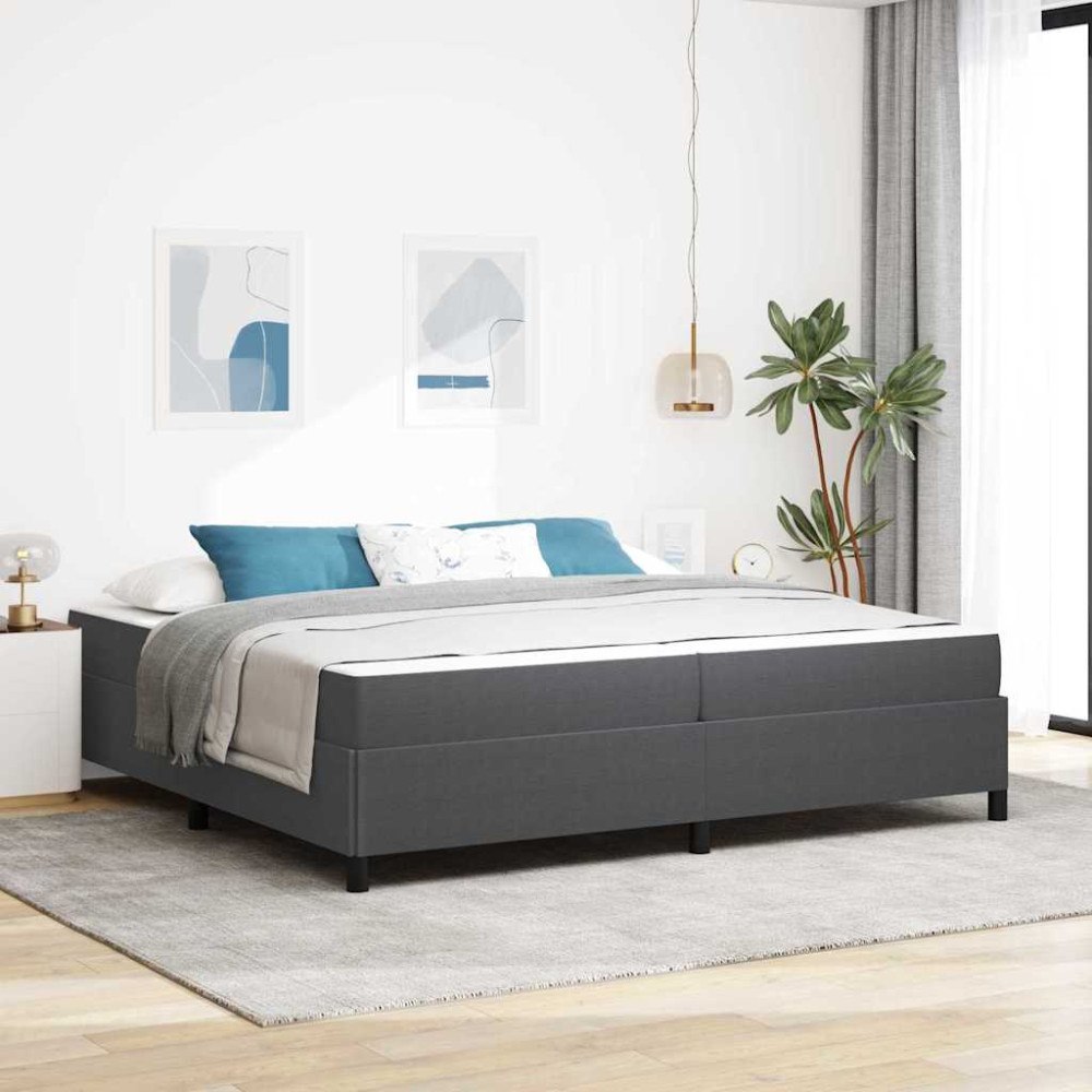 vidaXL Sängram med madrass Mörkgrå 200 x 200 cm tyg