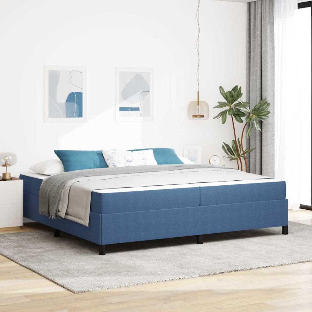 vidaXL Sängram med madrass Blå 200 x 200 cm tyg