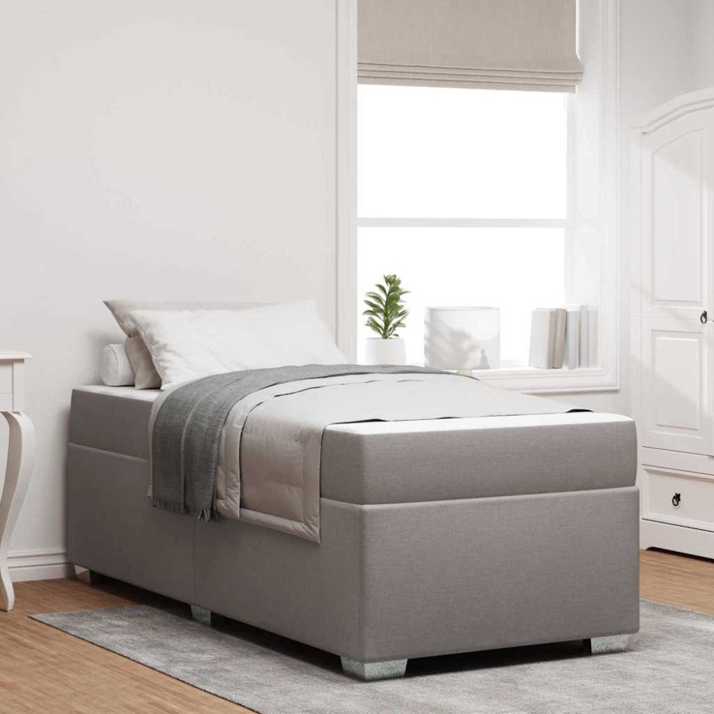 vidaXL Sängram med madrass Taupe 80 x 200 cm tyg