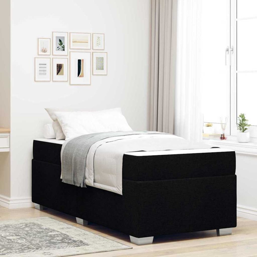 vidaXL Sängram med madrass Svart 90 x 200 cm tyg