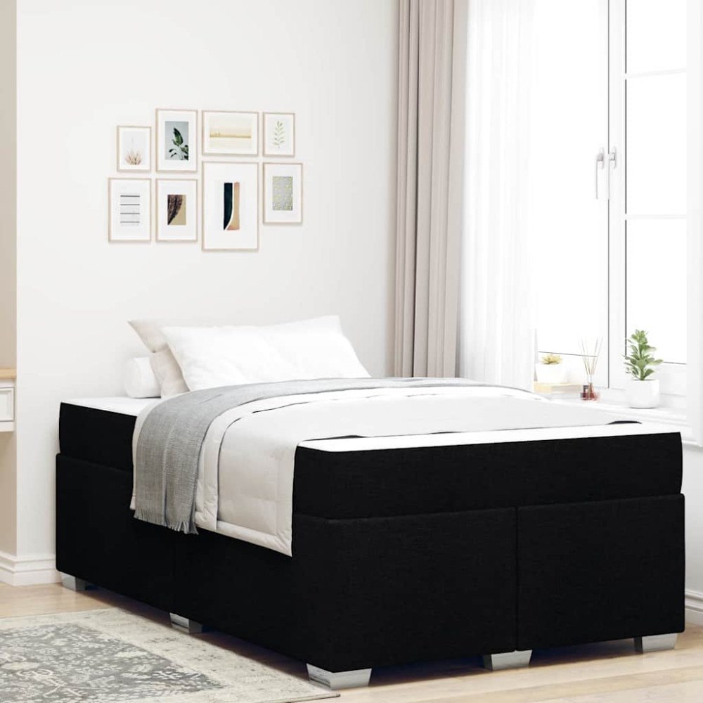 vidaXL Sängram med madrass Svart 120 x 200 cm tyg