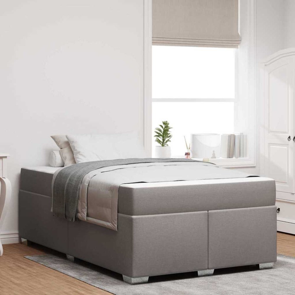 vidaXL Sängram med madrass Taupe 120 x 200 cm tyg