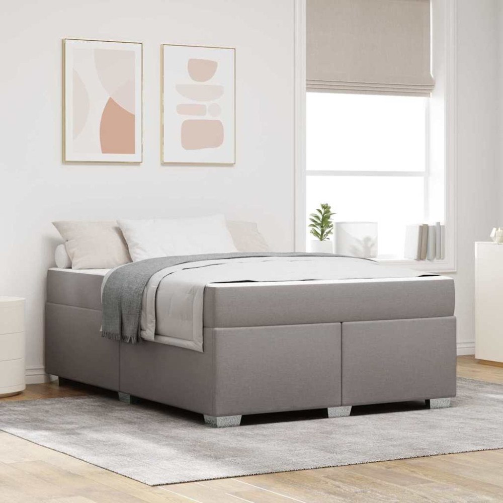 vidaXL Sängram med madrass Taupe 140 x 200 cm tyg