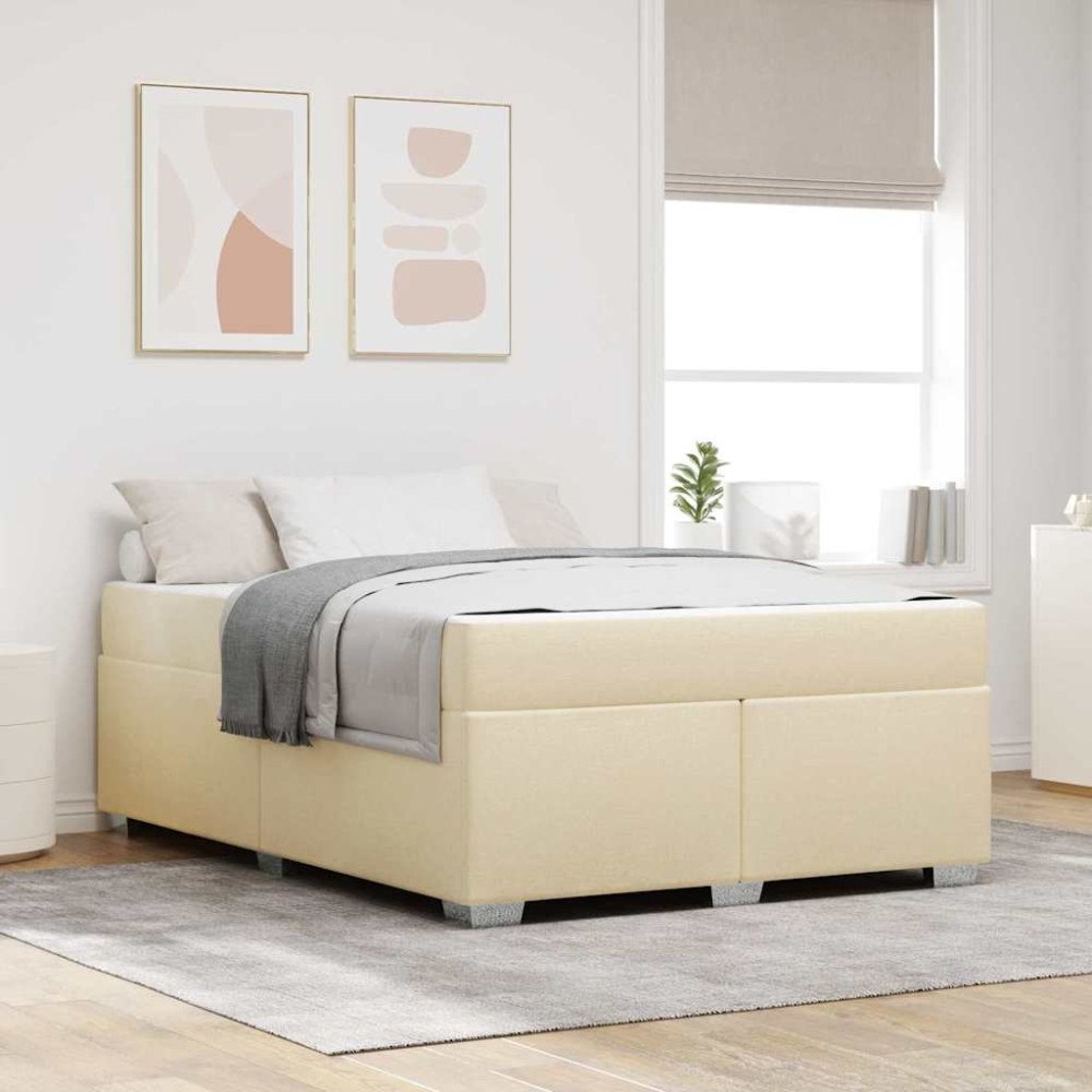 vidaXL Sängram med madrass Kräm 140 x 200 cm tyg