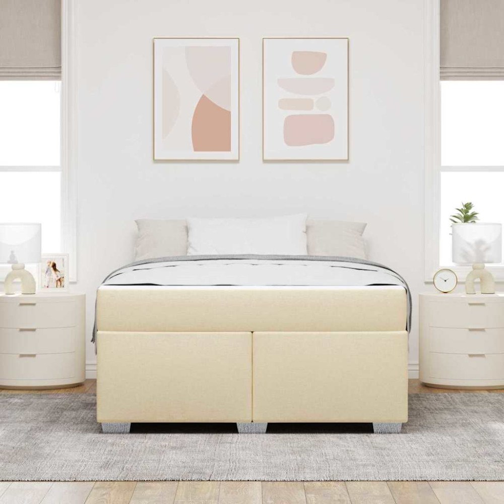 vidaXL Sängram med madrass Kräm 160 x 200 cm tyg