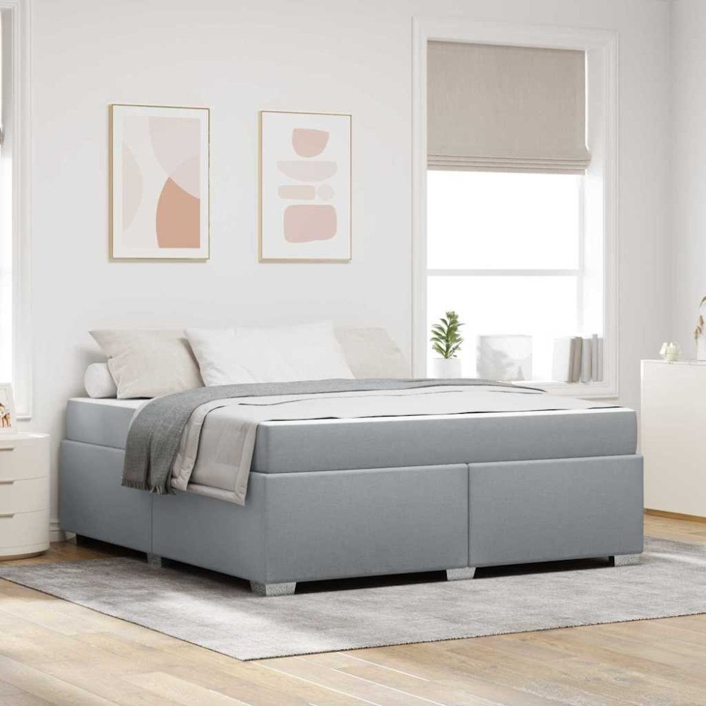 vidaXL Sängram med madrass Ljusgrå 180 x 200 cm tyg