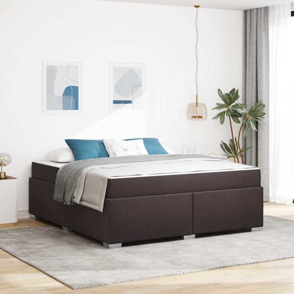 vidaXL Sängram Mörkbrun 180 x 200 cm tyg