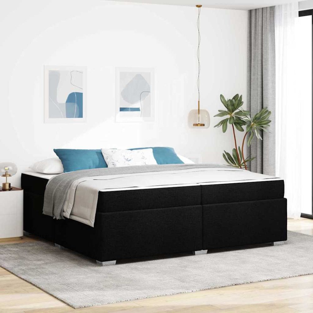 vidaXL Sängram med madrass Svart 200 x 200 cm tyg