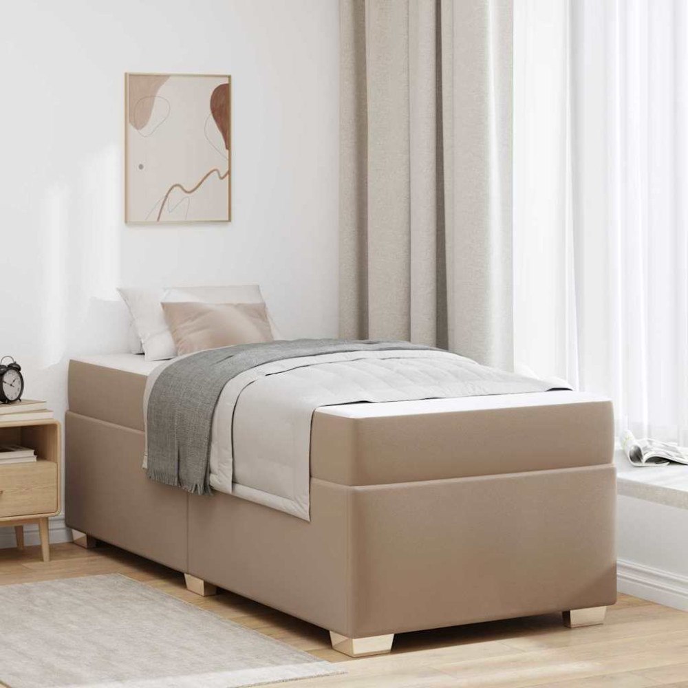 vidaXL Sängram med madrass Cappuccino 80 x 200 cm tyg