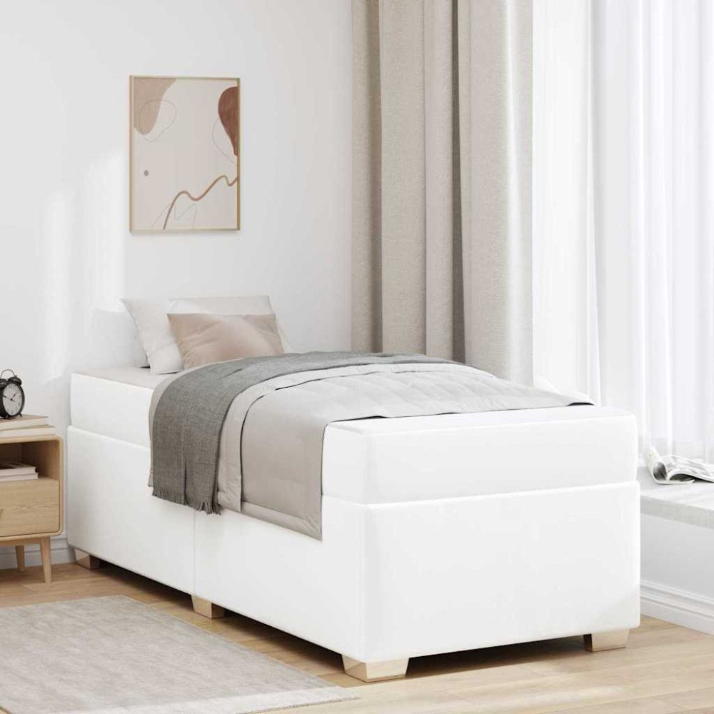 vidaXL Sängram med madrass Vit 90 x 190 cm tyg