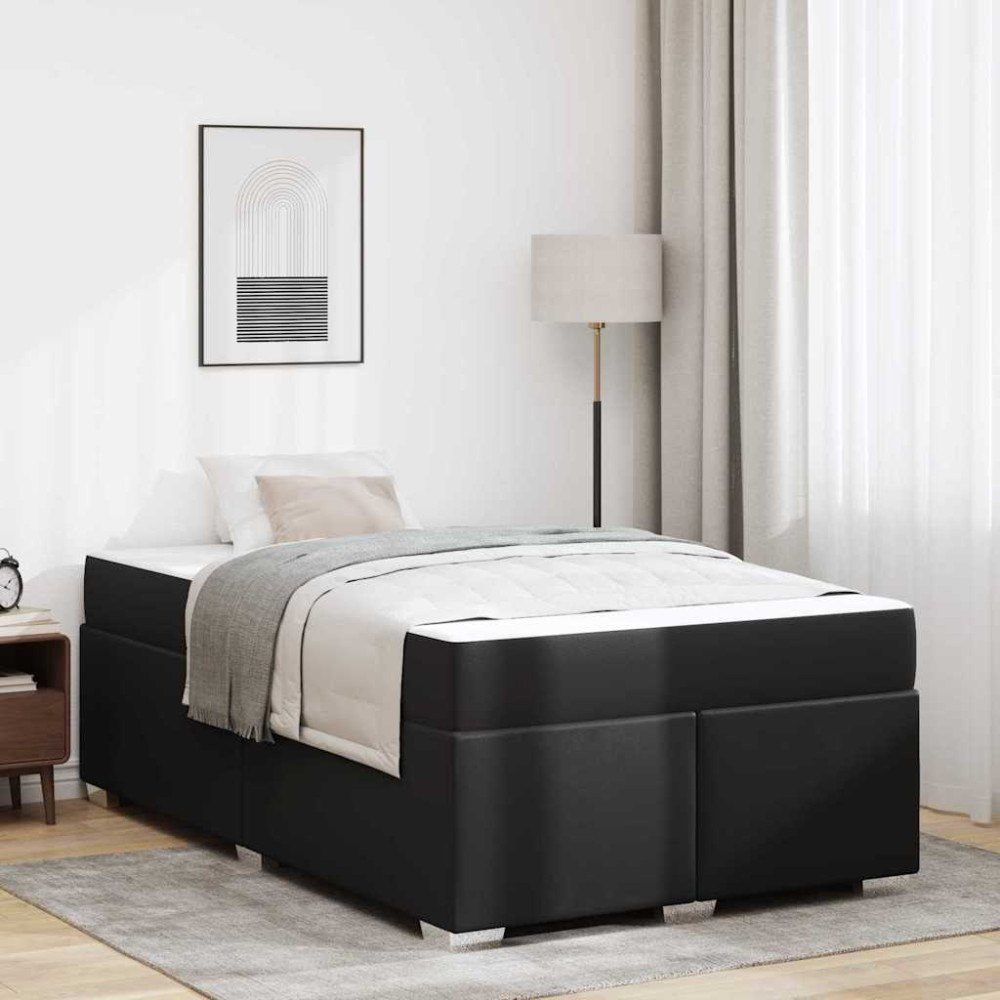 vidaXL Sängram med madrass Svart 120 x 190 cm tyg