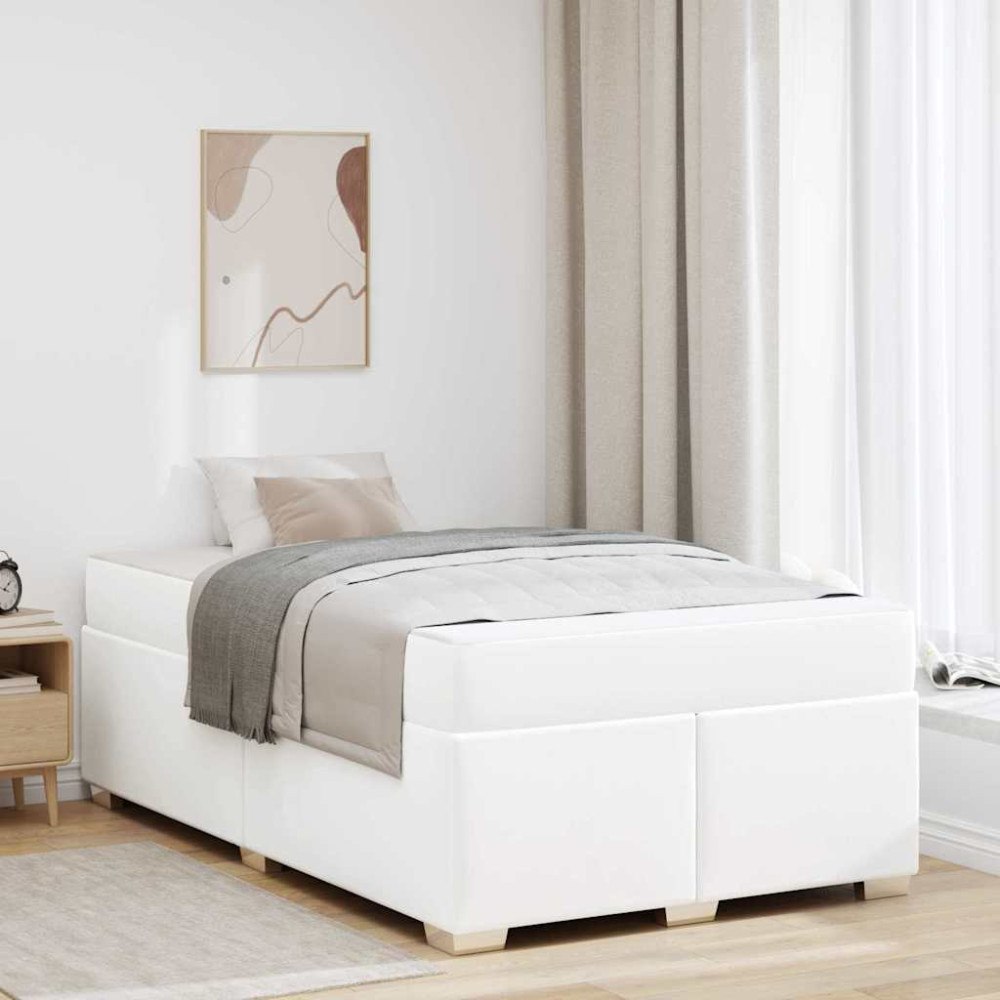 vidaXL Sängram med madrass Vit 120 x 200 cm tyg