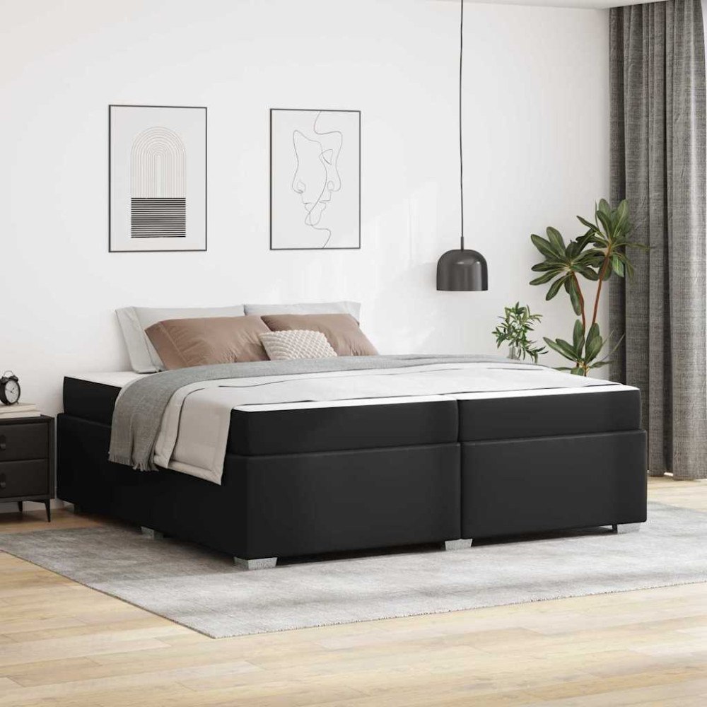 vidaXL Sängram med madrass Svart 200 x 200 cm tyg