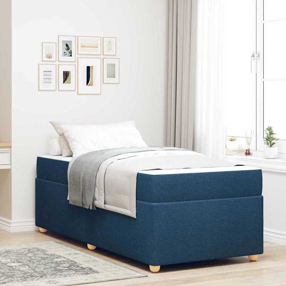 vidaXL Sängram med madrass Blå 80 x 200 cm tyg