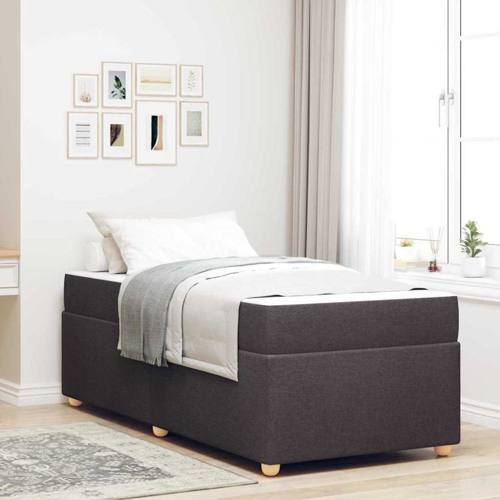 vidaXL Sängram med madrass Mörkbrun 90 x 190 cm tyg