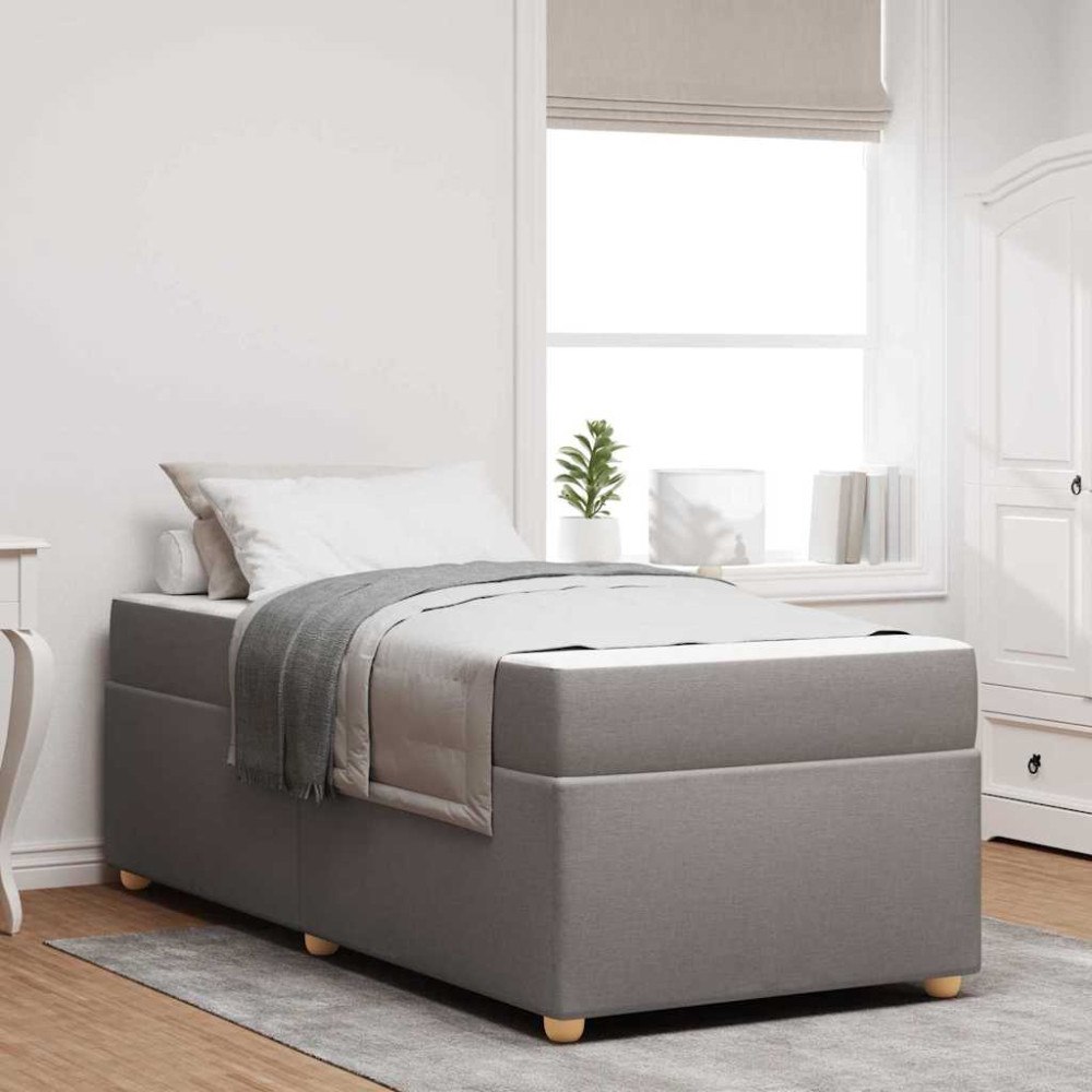 vidaXL Sängram med madrass med madrass Taupe 90 x 200 cm tyg