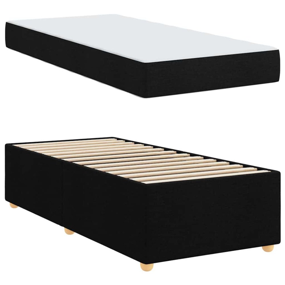 vidaXL Sängram med madrass Svart 100 x 200 cm tyg