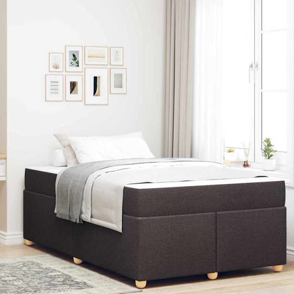 vidaXL Sängram med madrass Mörkbrun 120 x 190 cm tyg