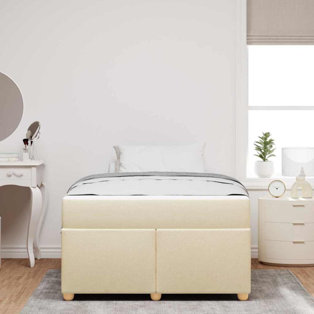 vidaXL Sängram med madrass Kräm 120 x 190 cm tyg