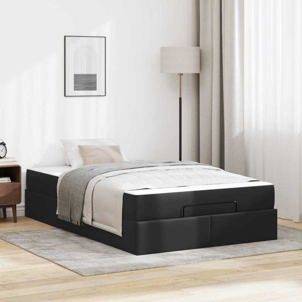 vidaXL Sängram med madrass Övrigt 2 st Svart PVC