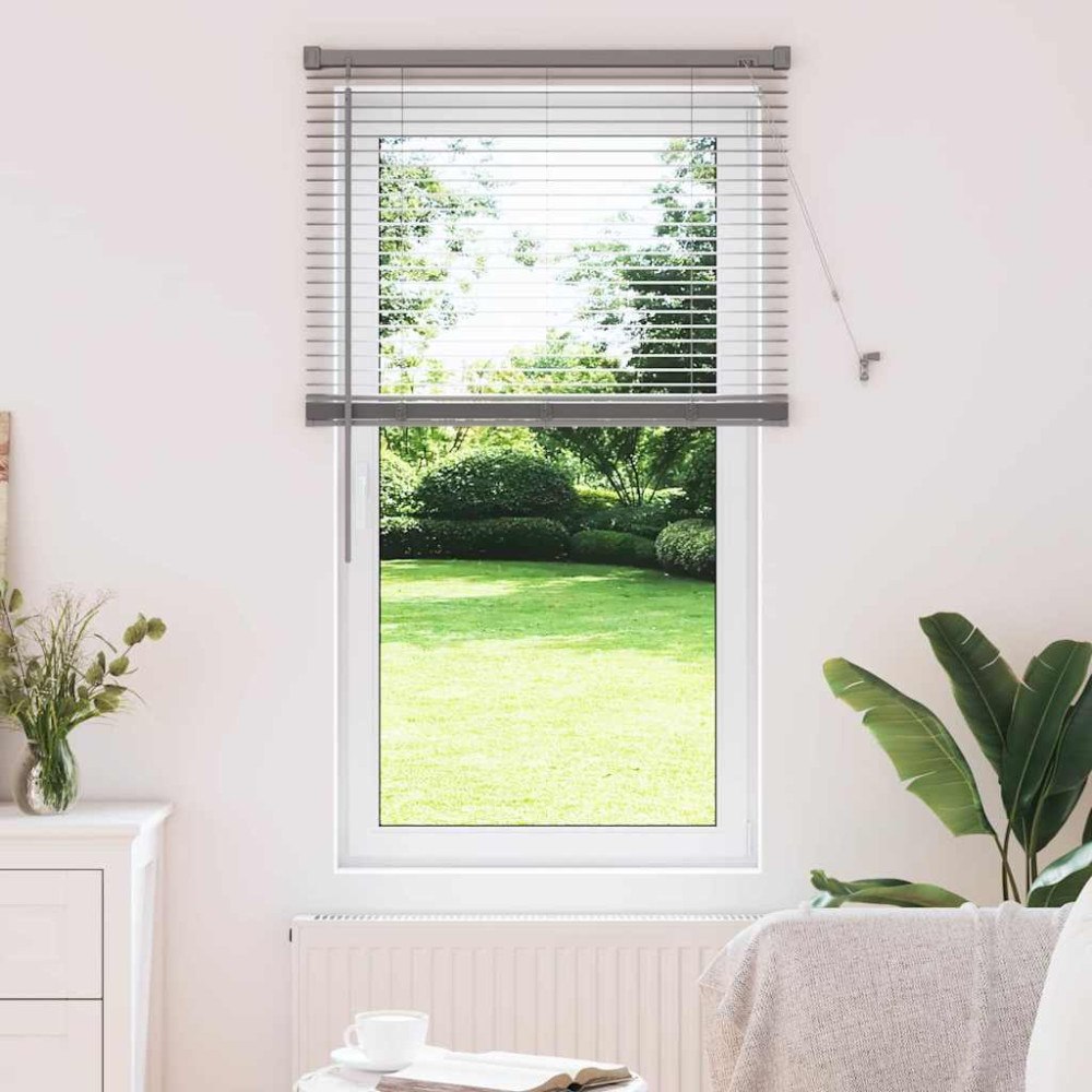 vidaXL Fönsterpersienn med gardiner Manuell Silver Aluminium