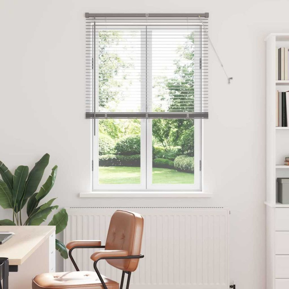 vidaXL Fönsterpersienn med gardiner Manuell Silver Aluminium