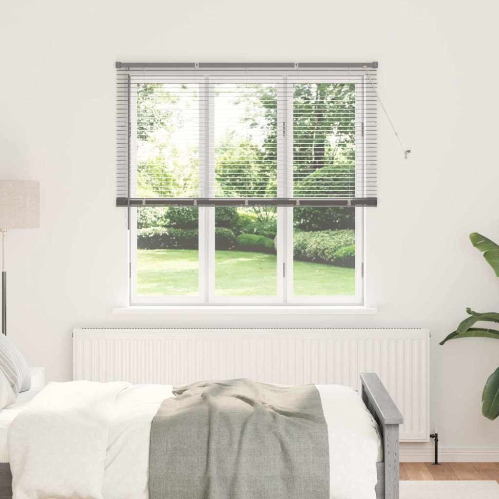 vidaXL Fönsterpersienn med gardiner Manuell Silver Aluminium