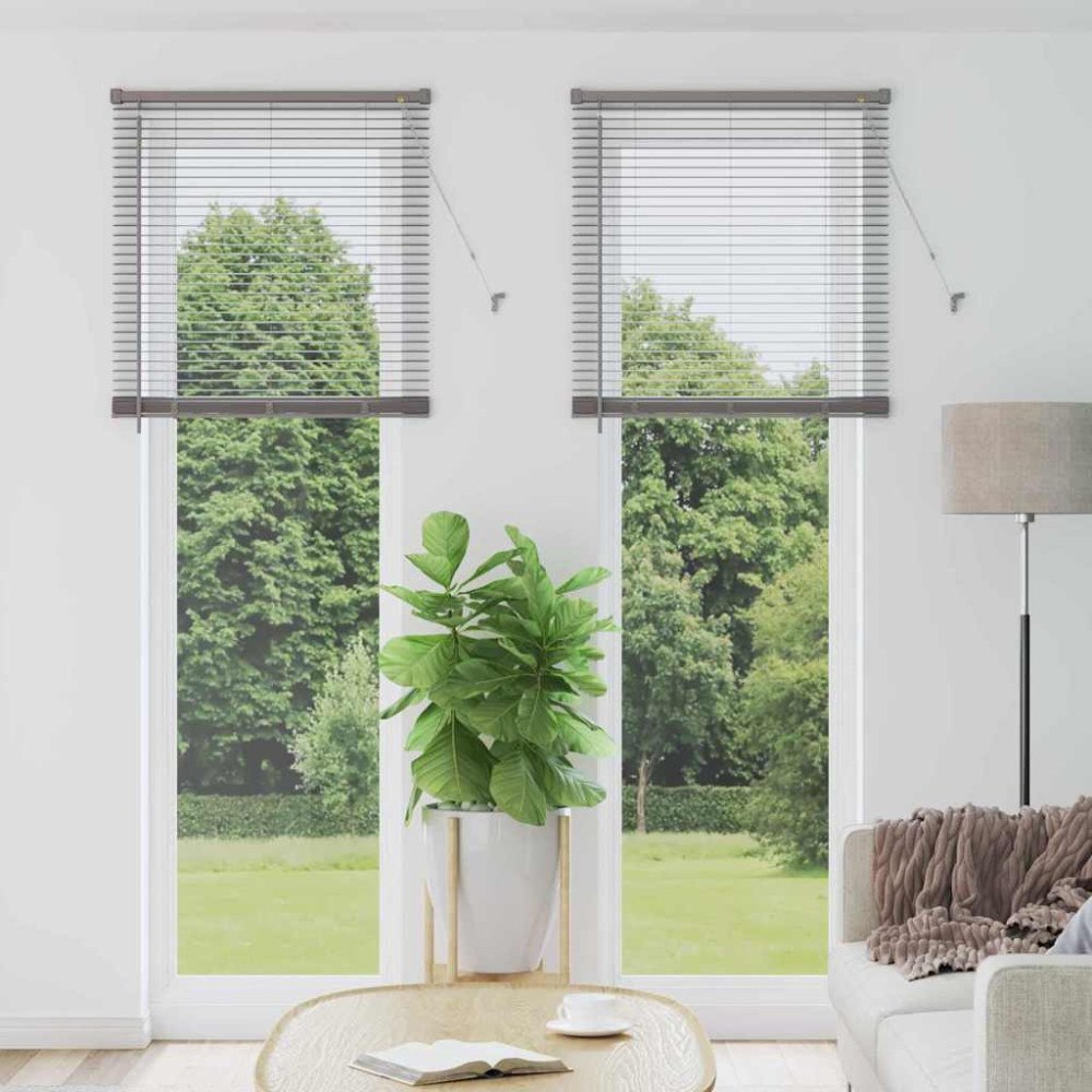 vidaXL Fönsterpersienn med gardiner Övrigt Silver 80 x 220 cm Aluminium