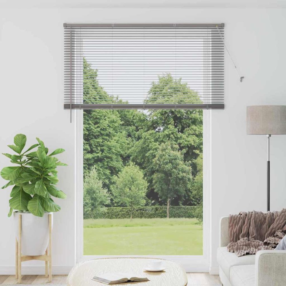 vidaXL Fönsterpersienn med gardiner Övrigt Silver 140 x 220 cm Aluminium