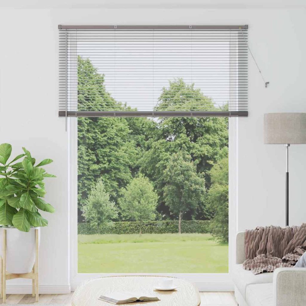 vidaXL Fönsterpersienn med gardiner Övrigt Silver 155 x 220 cm Aluminium