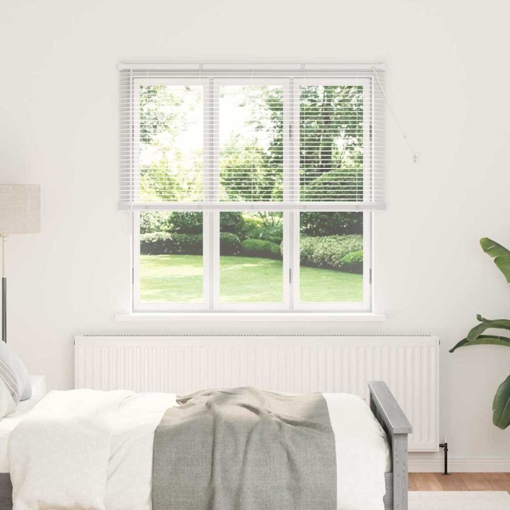 vidaXL Fönsterpersienn med gardiner Vit Aluminium