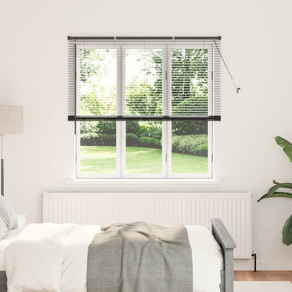 vidaXL Fönsterpersienn med gardiner Övrigt Svart 140 x 175 cm Aluminium