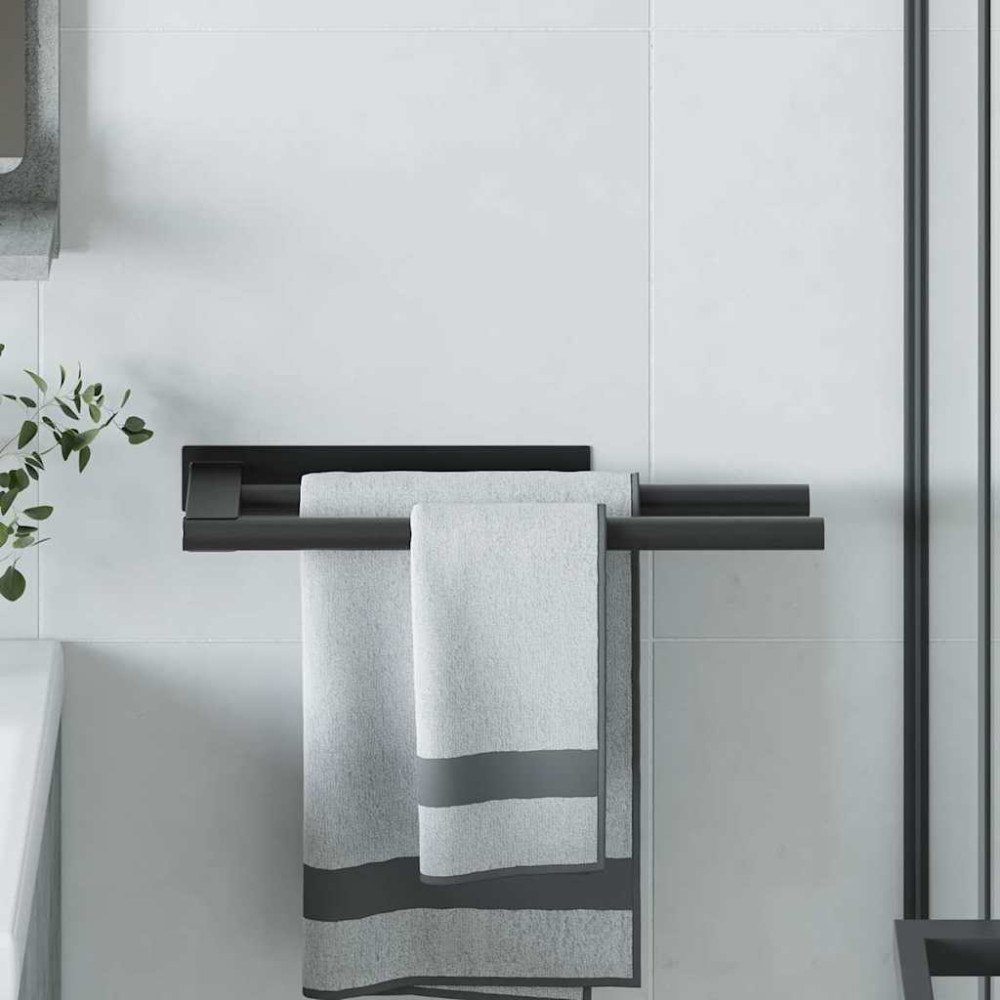 vidaXL Handdukshållare Svart 40 x 9 x 4 cm Rostfritt stål