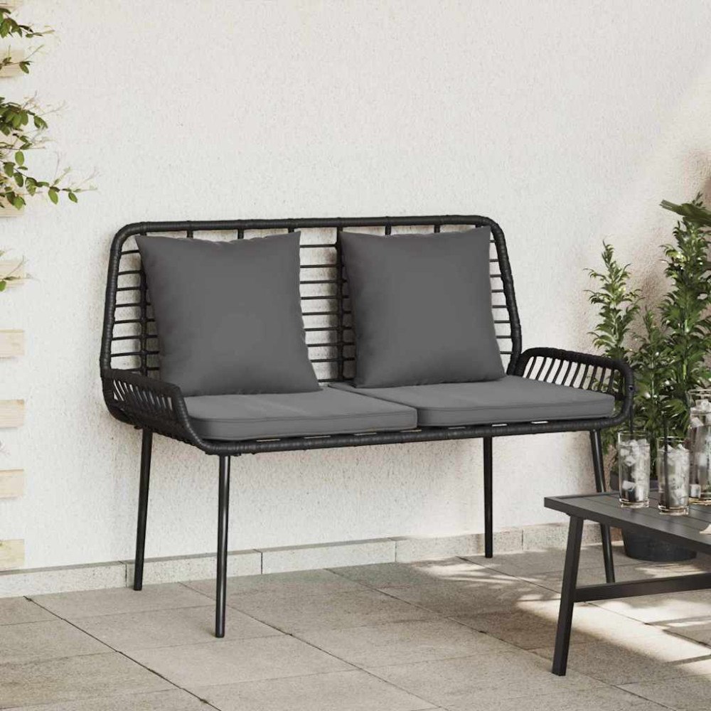 vidaXL Trädgårdsbänk Svart, Antracit Poly rattan, stål