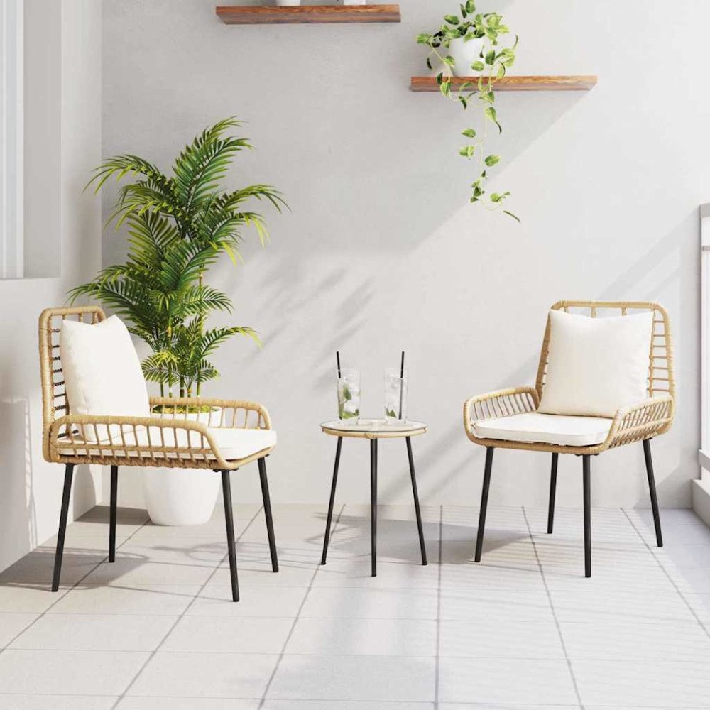 vidaXL Trädgårdsmöbelset 3 pcs Brun, Svart, Kräm 35 x 35 x 45 cm
