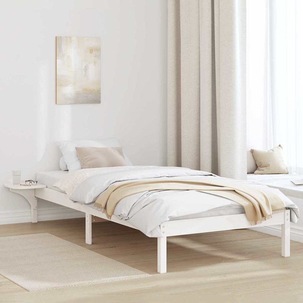 vidaXL Sängram Vit 90 x 200 cm Massiv furu