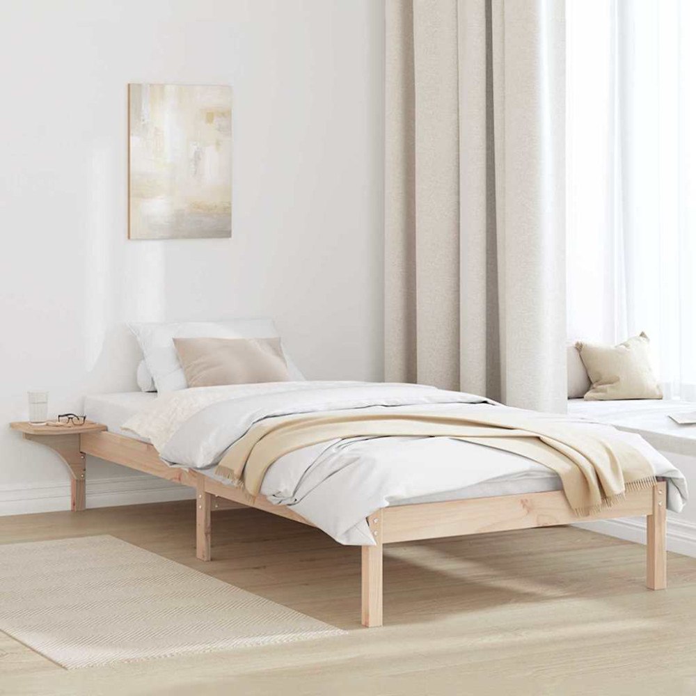 vidaXL Sängram Naturfärg 90 x 190 cm Massiv furu
